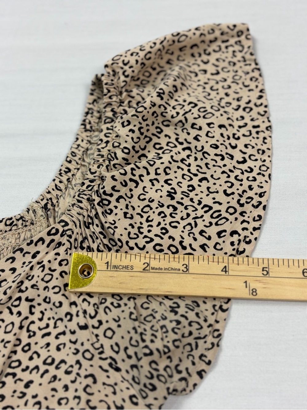 Japna Leopard Animal Print Ruched Sweetheart Flutter Sleeve Peplum Blouse M - Picture 11 of 11